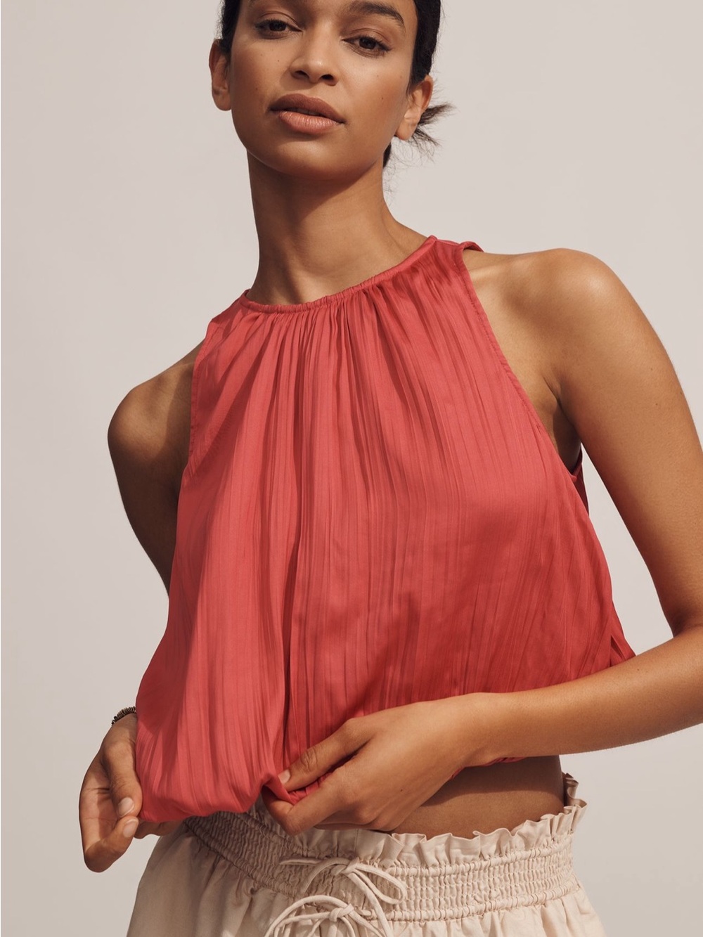 Anthropologie Halter Crop Bubble Top